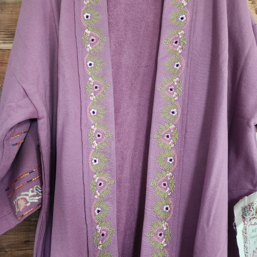 NWT ARATTA JULIETTE EMBELLISHED FRENCH TERRY KIMONO JACKET - Picture 12 of 13